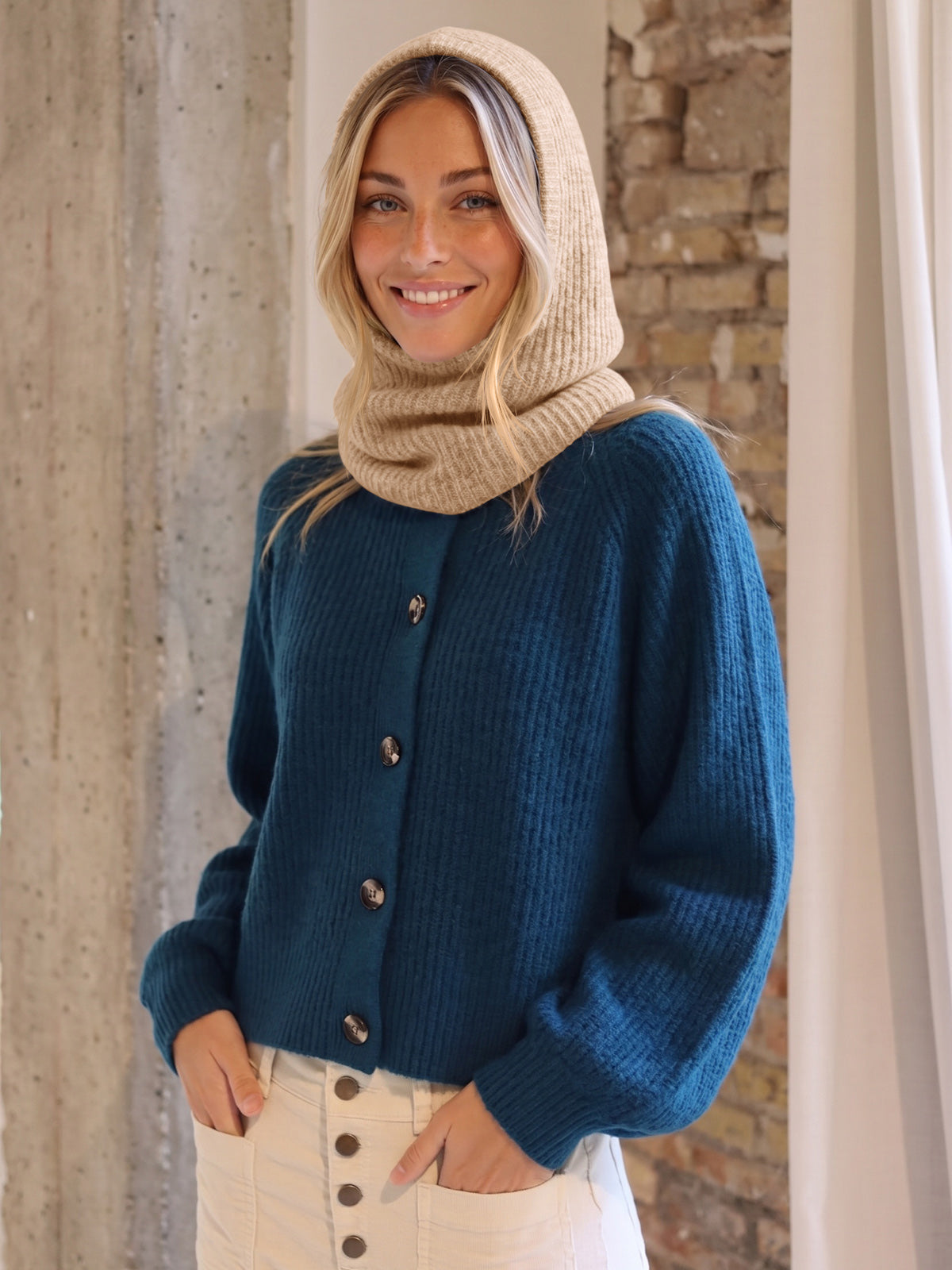 Saodimallsu Women 2-in-1 Knit Balaclava Scarf Hats