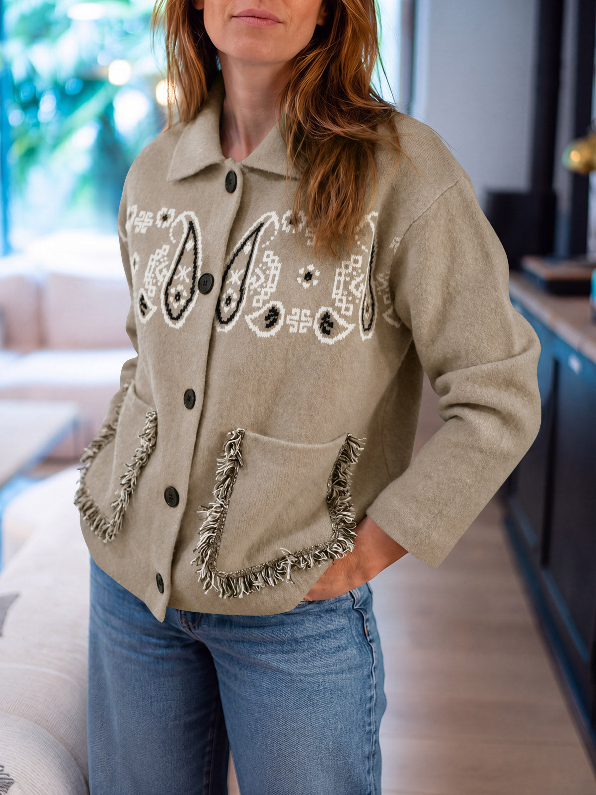 Saodimallsu Womens Boho Fringe Cardigan