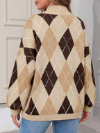 Saodimallsu Womens Oversized Argyle Fall Winter Sweater