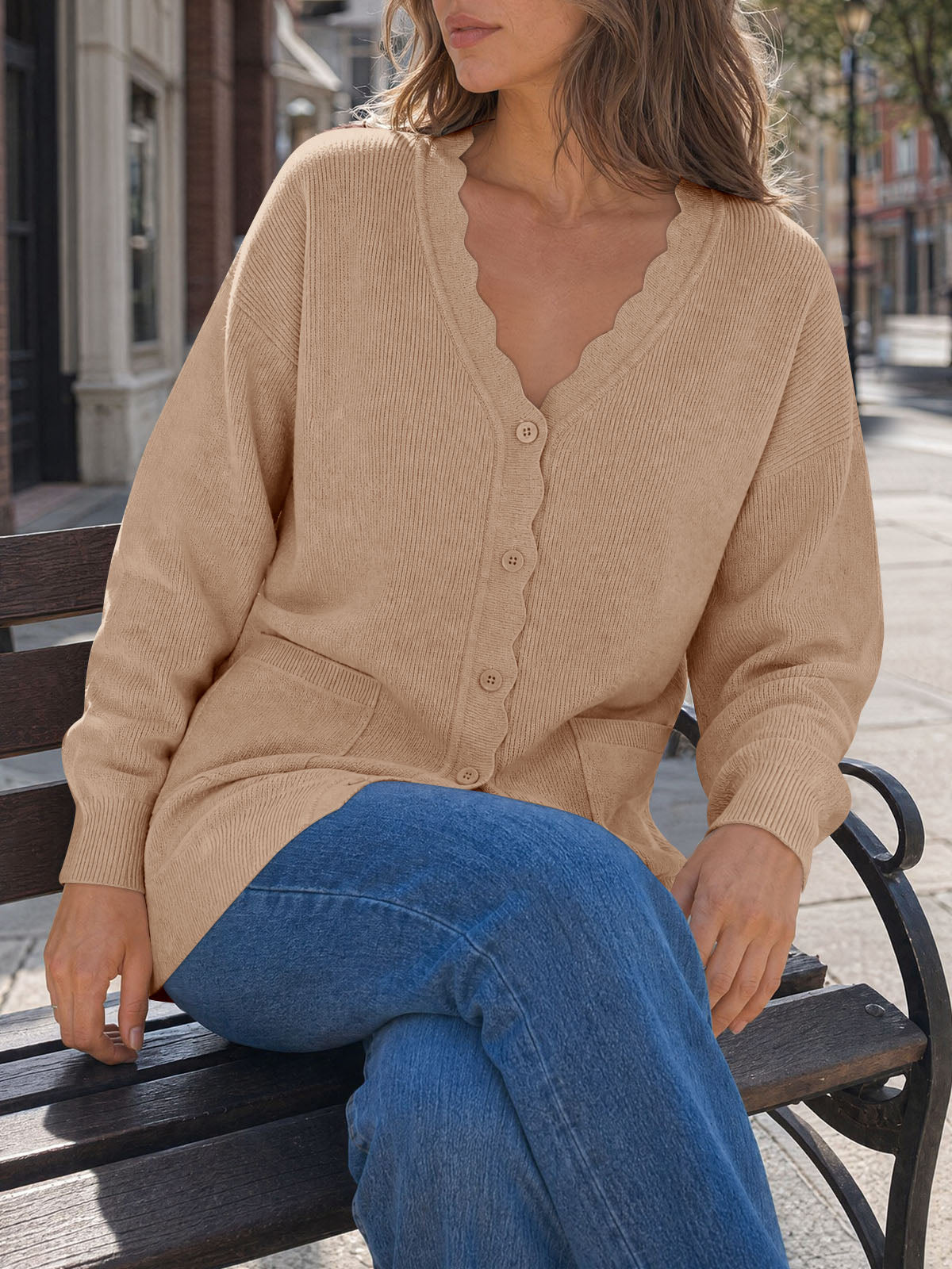 Saodimallsu Womens Oversized V Neck  Cardigan