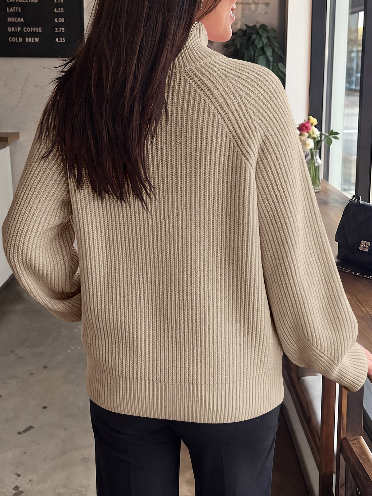 Saodimallsu Womens High Neck Oversized Knit Sweater