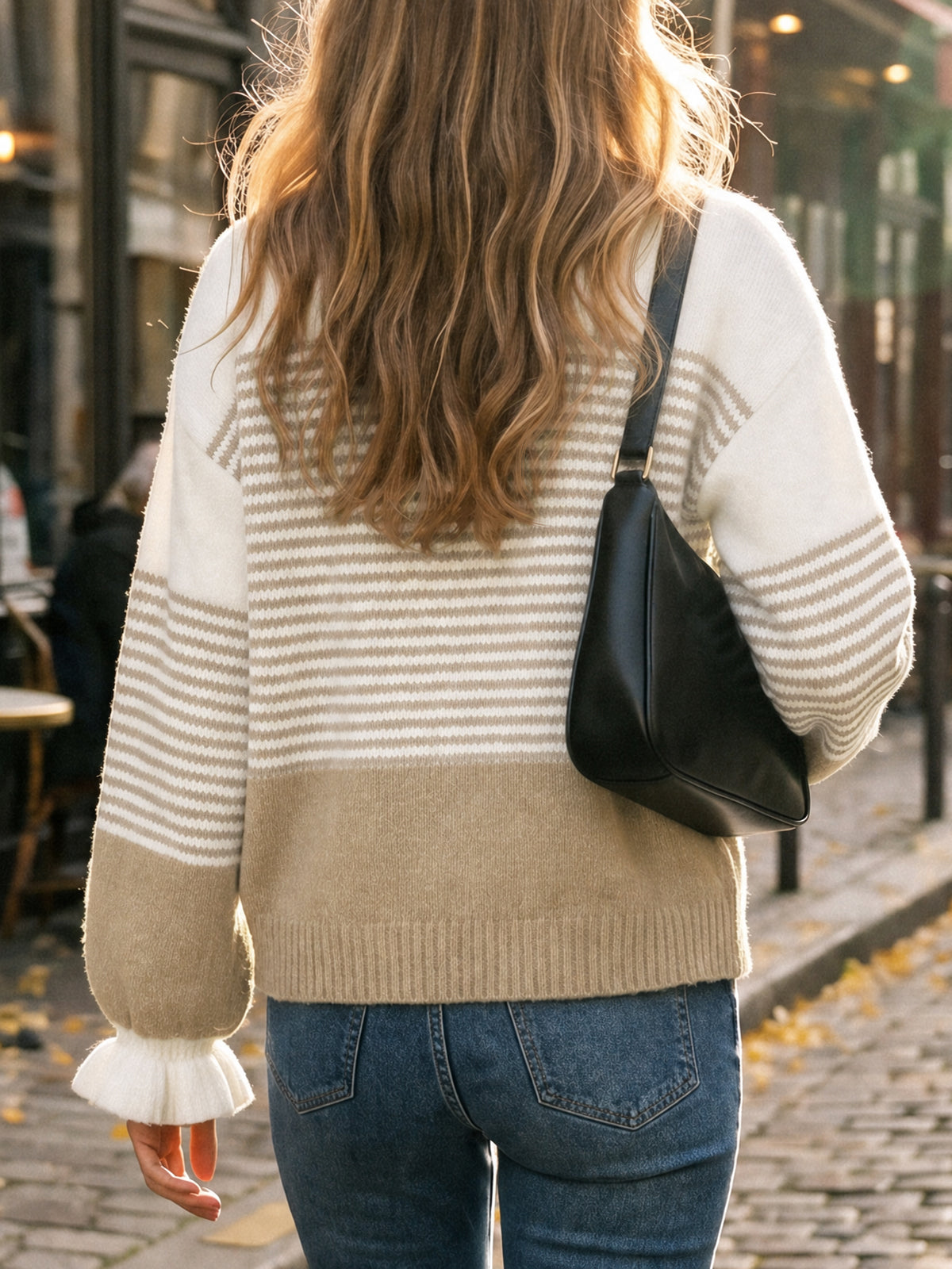Saodimallsu Women Ruffle Sleeve Sweater