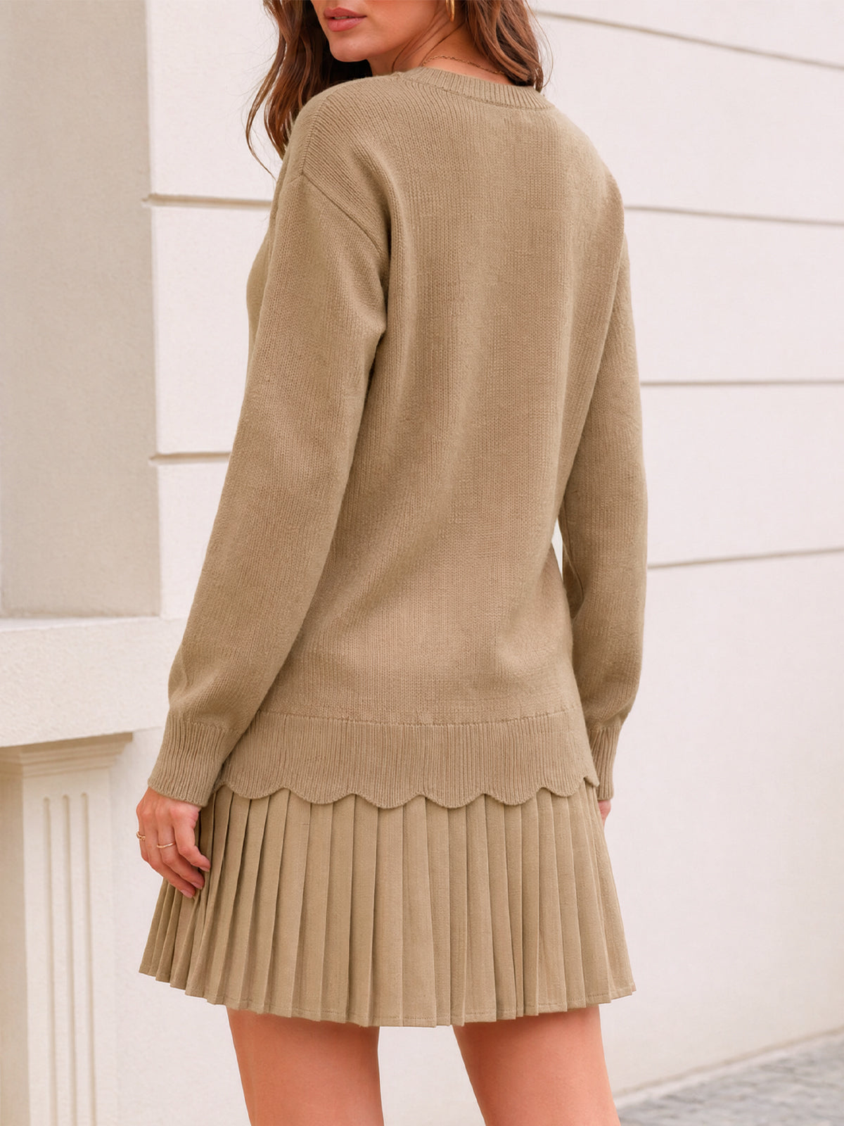 Saodimallsu Women Pleated Sweater Dress
