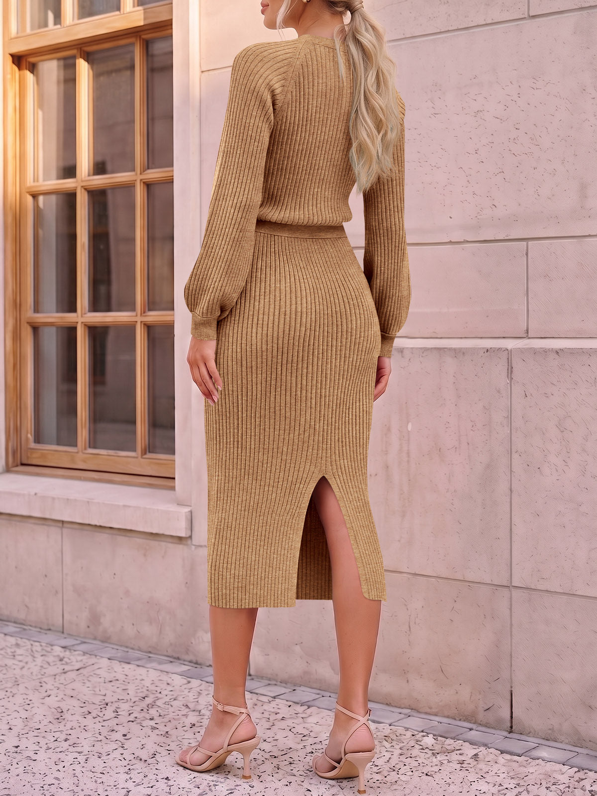 Saodimallsu Womens Ribbed Knit Sweater Dress