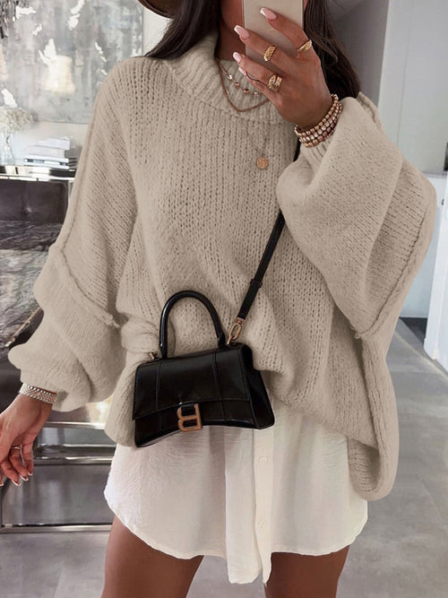 Saodimallsu Khaki Womens Mock Neck Sweater