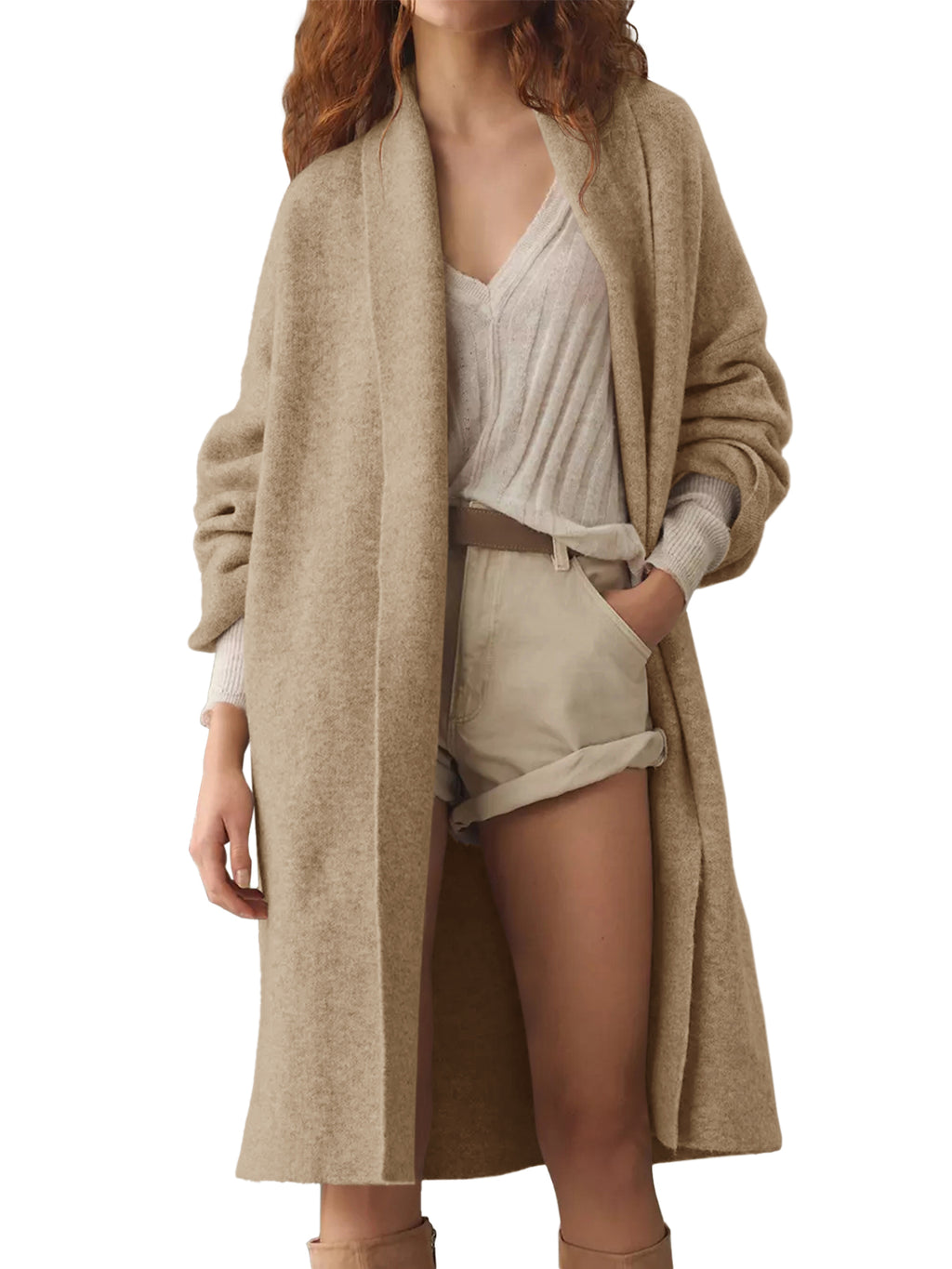 Saodimallsu Womens Oversized Open Front Cardigan