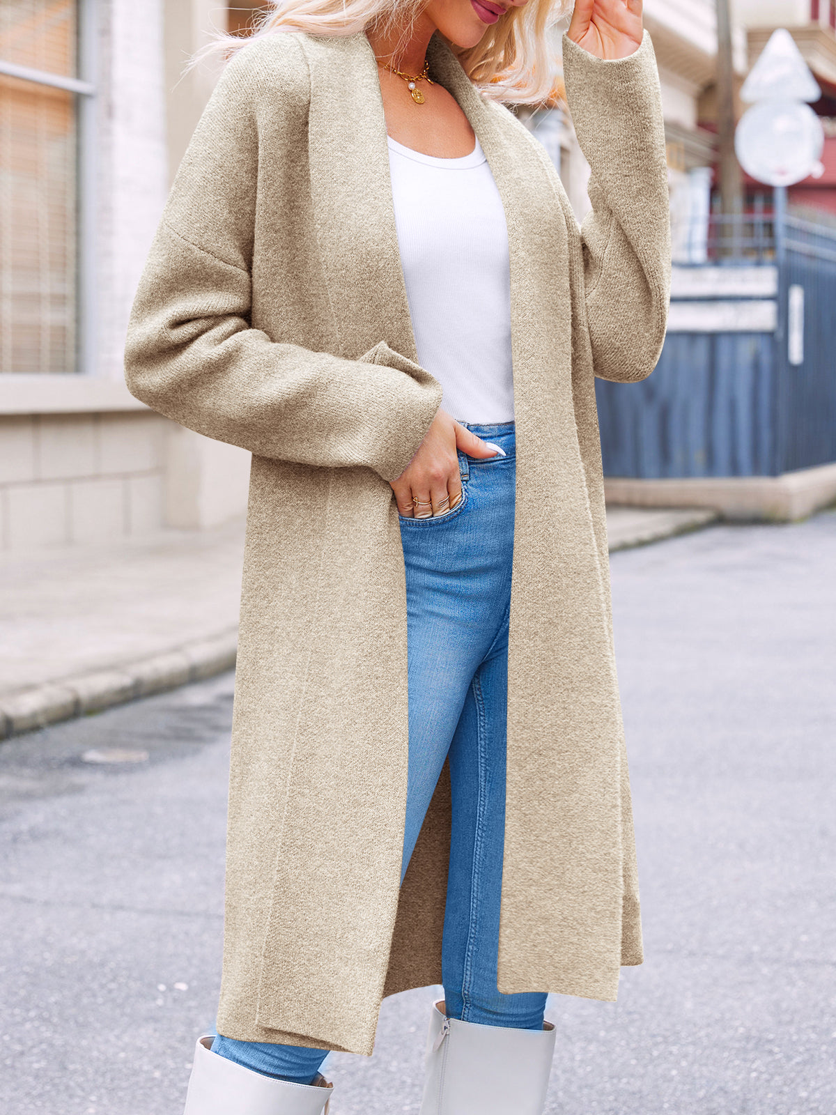 Saodimallsu Khaki Womens Long Cardigan