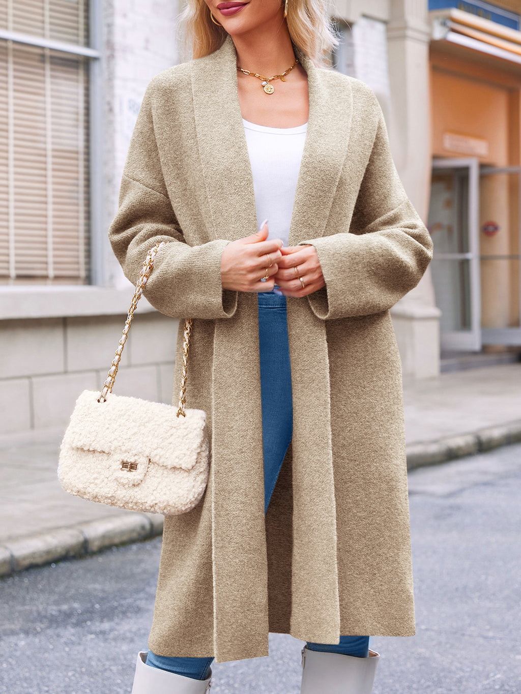 Saodimallsu Womens Oversized Open Front Cardigan