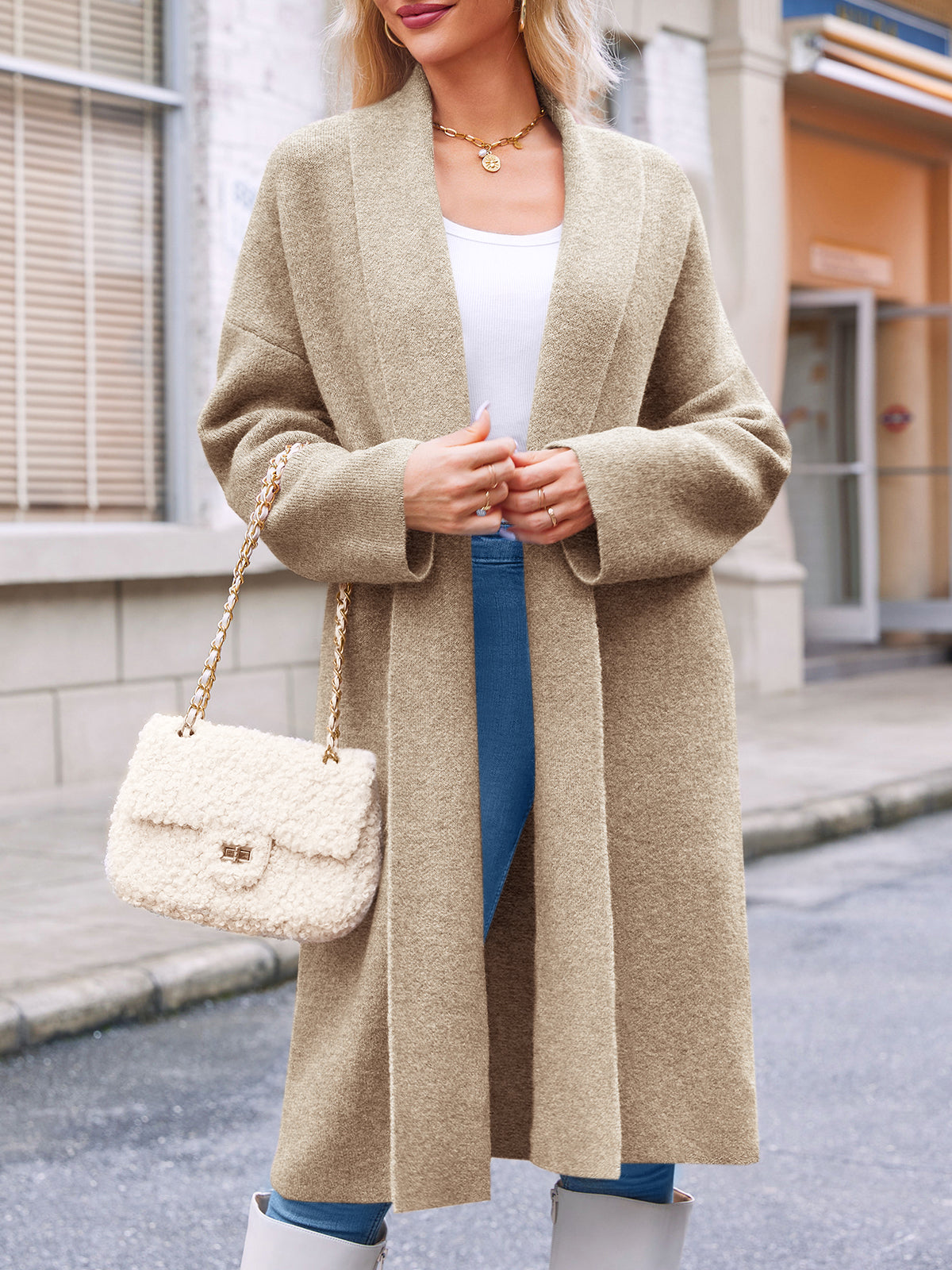 Saodimallsu Womens Oversized Open Front Cardigan
