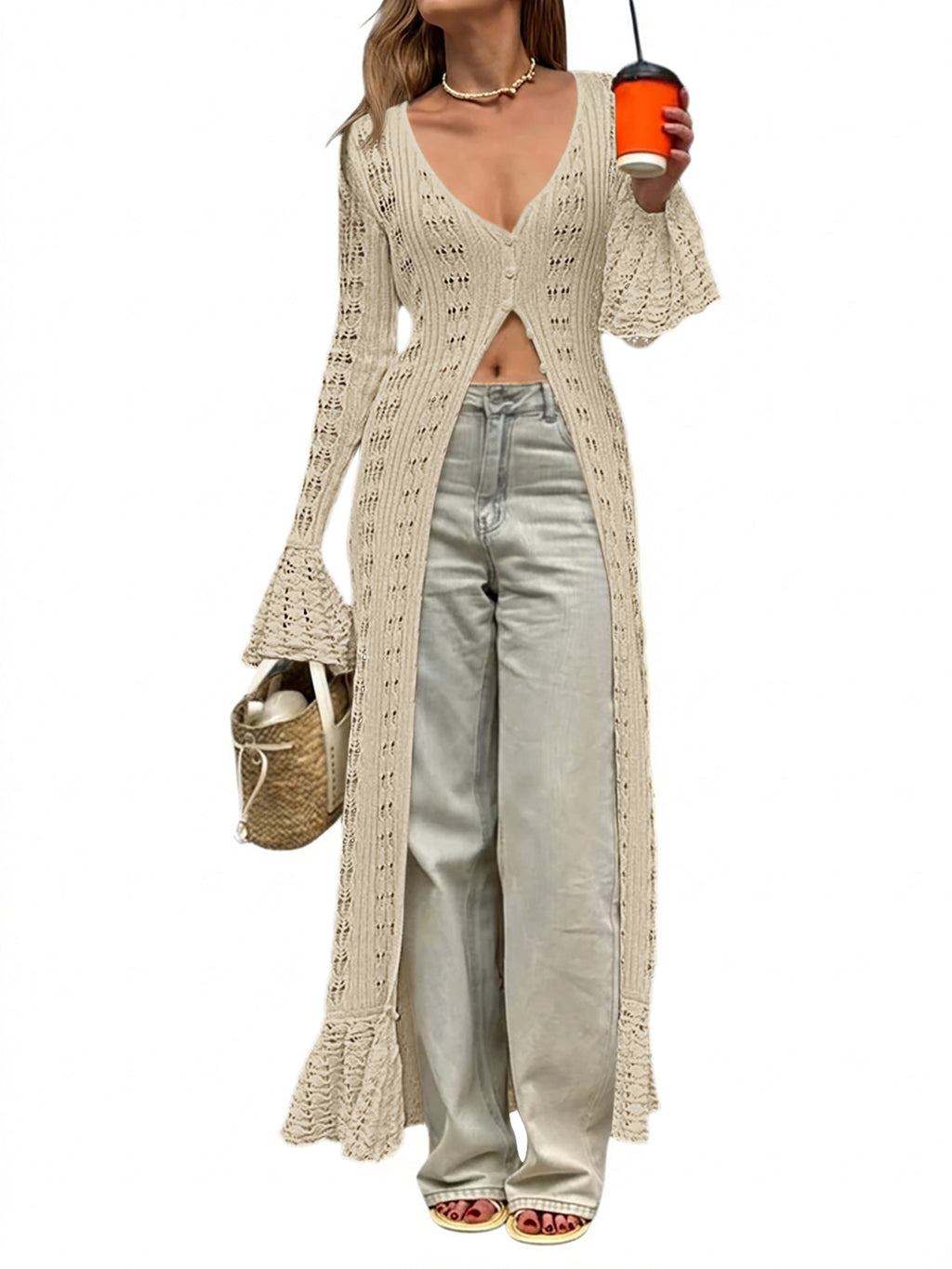 Saodimallsu Womens Boho Crochet Cardigan