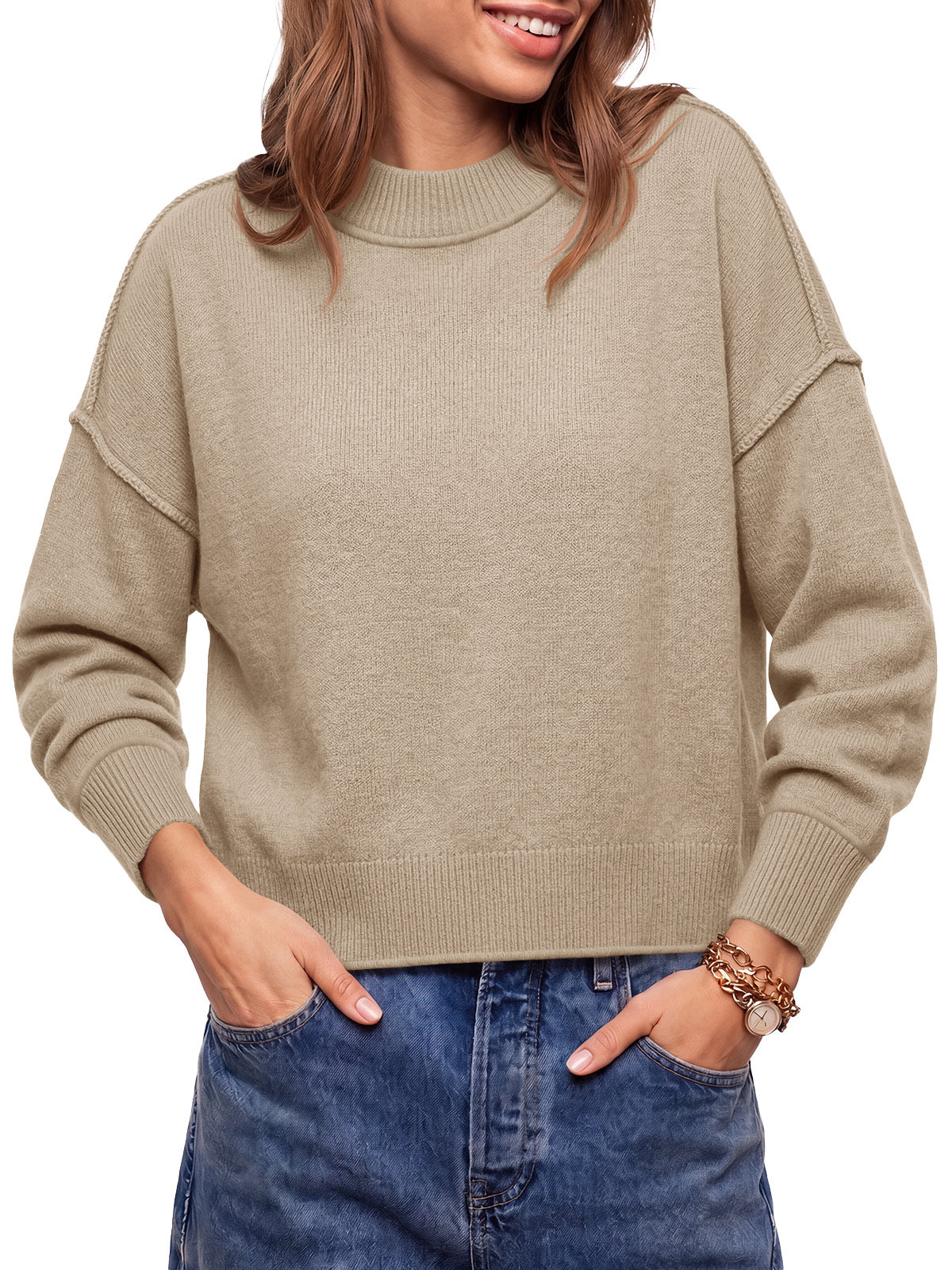 Saodimallsu Womens Cropped Knit Tops