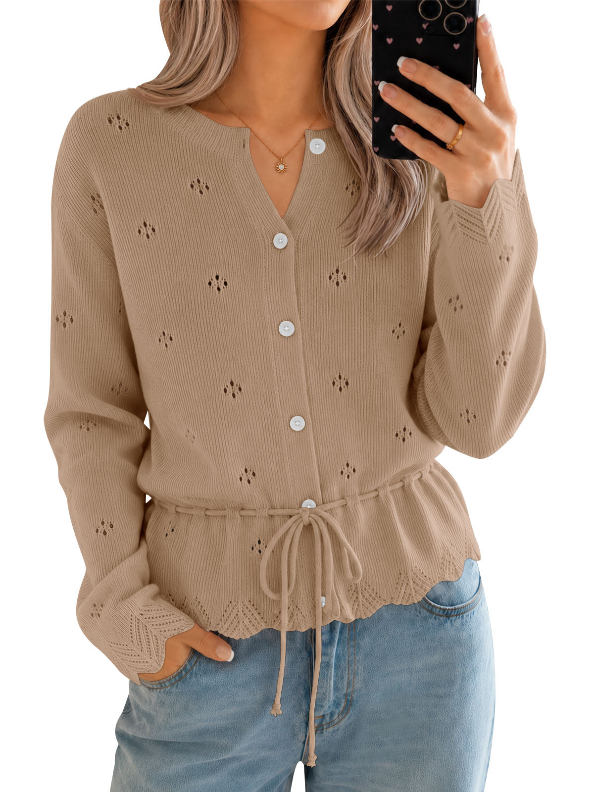 Saodimallsu Women Crochet Cardigan Sweater