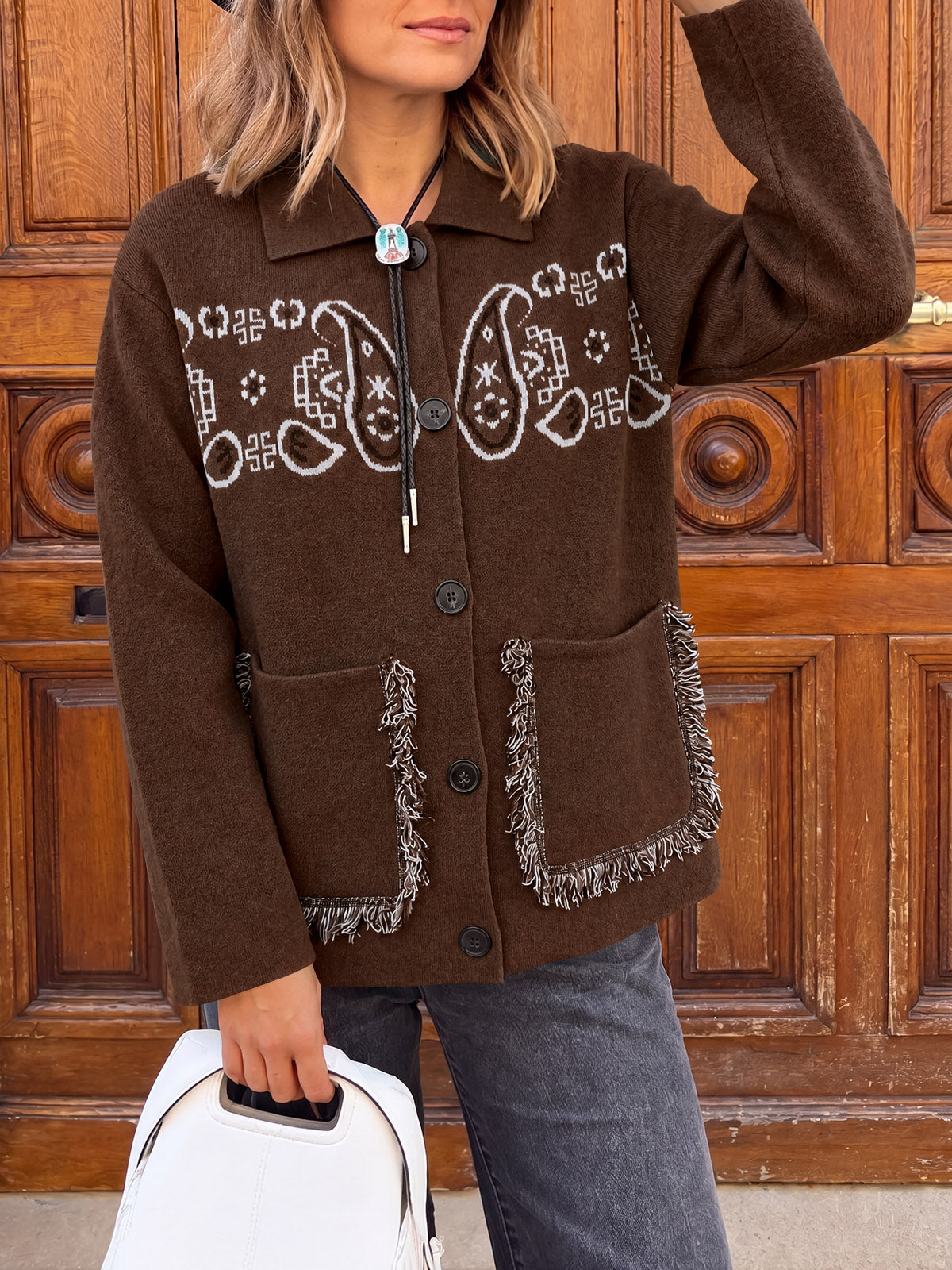 Saodimallsu Womens Boho Fringe Cardigan