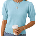 Saodimallsu Women Puff Sleeve Knit Top