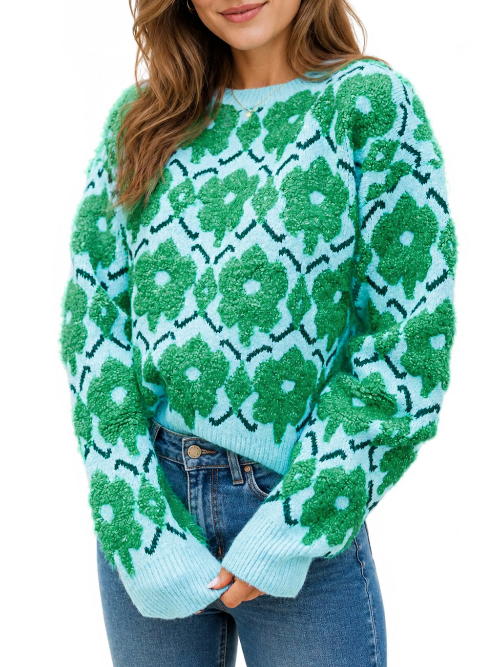 Saodimallsu Women Floral Knit Sweaters