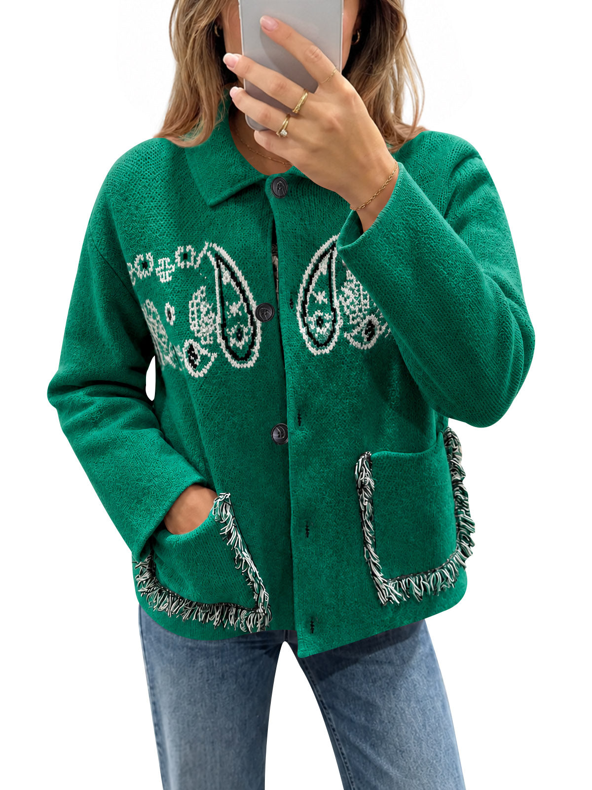 Saodimallsu Womens Boho Fringe Cardigan