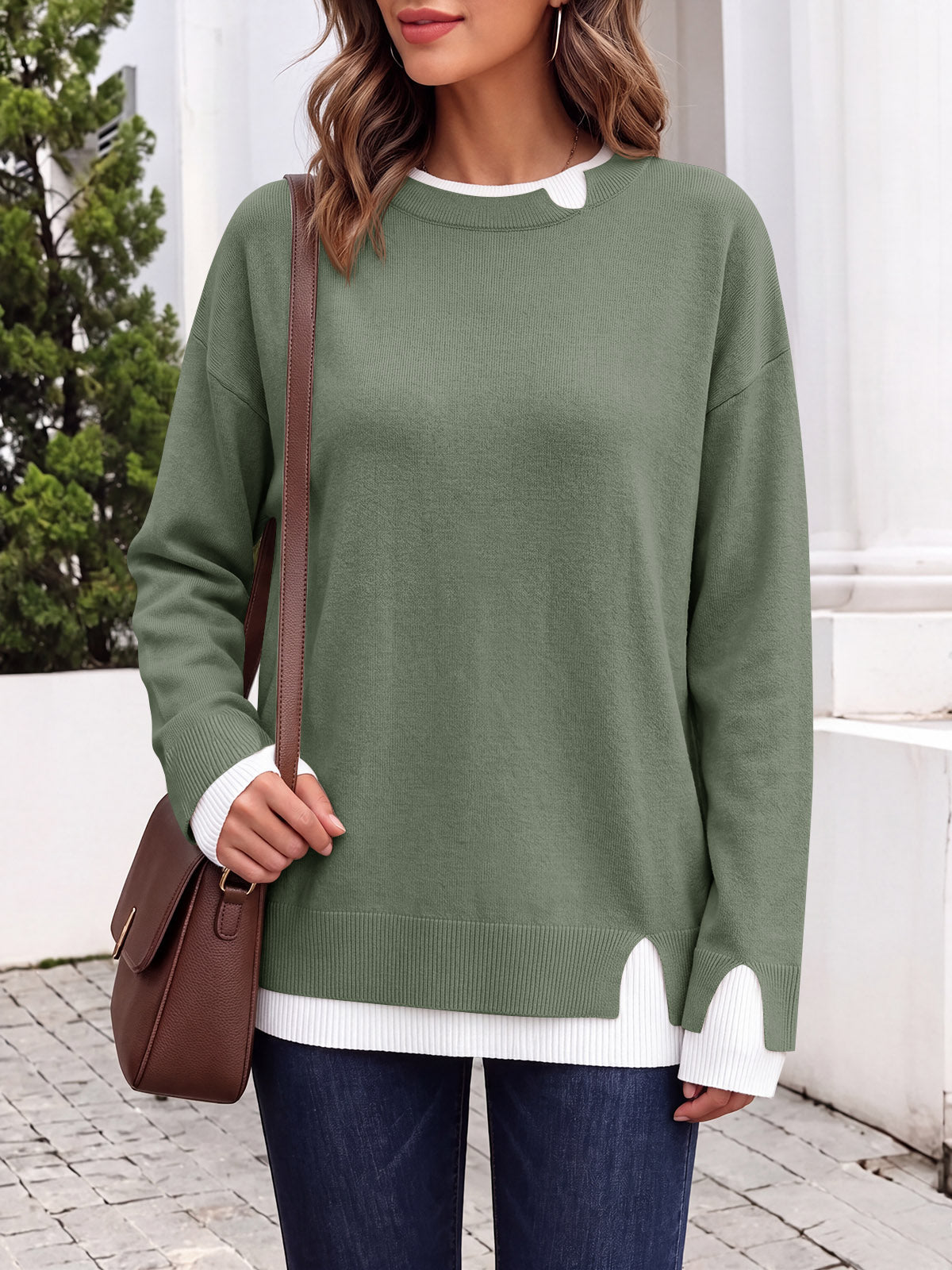 Saodimallsu Womens Fall Crewneck Pullover Sweater