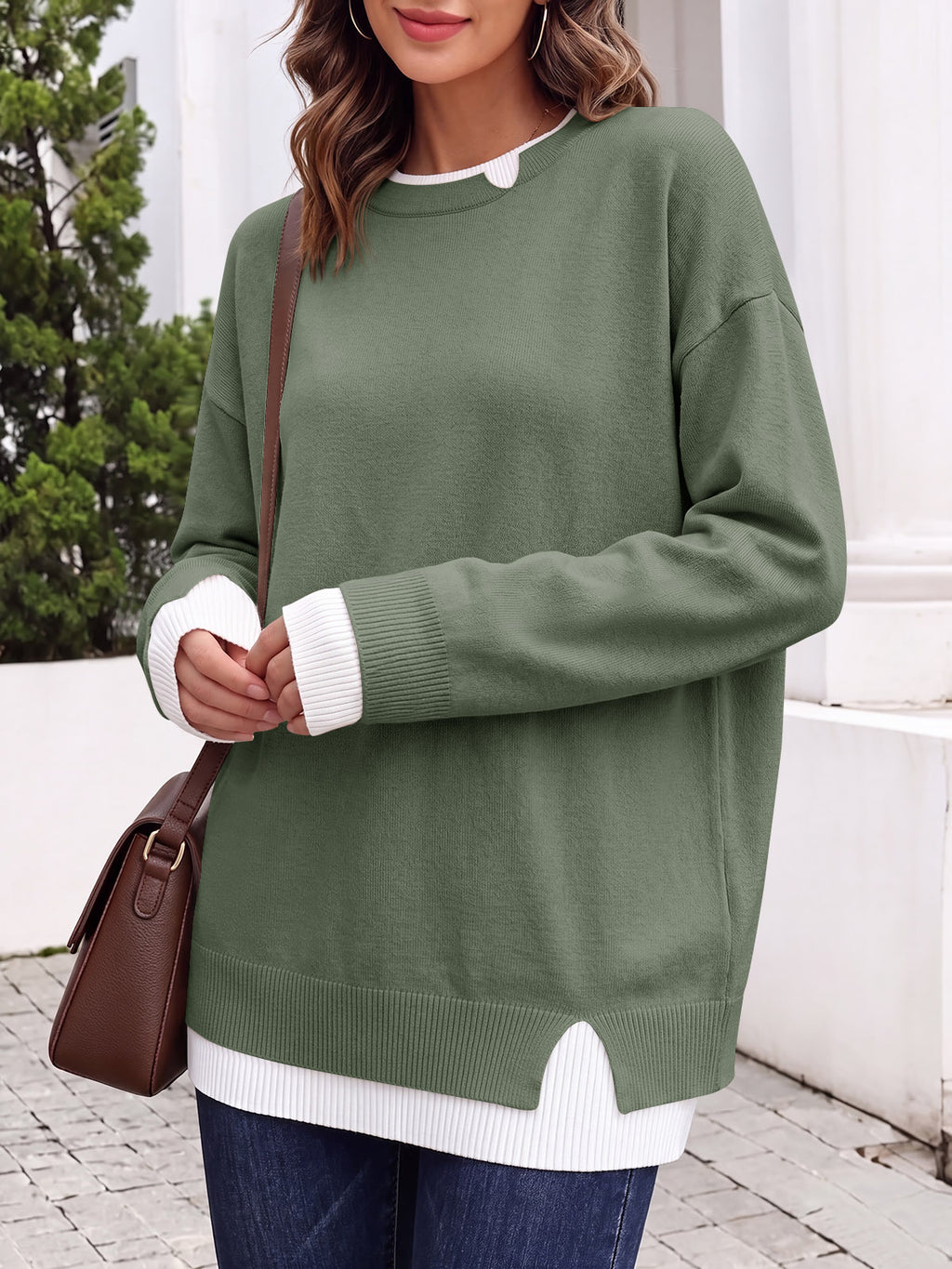 Saodimallsu Womens Fall Crewneck Pullover Sweater