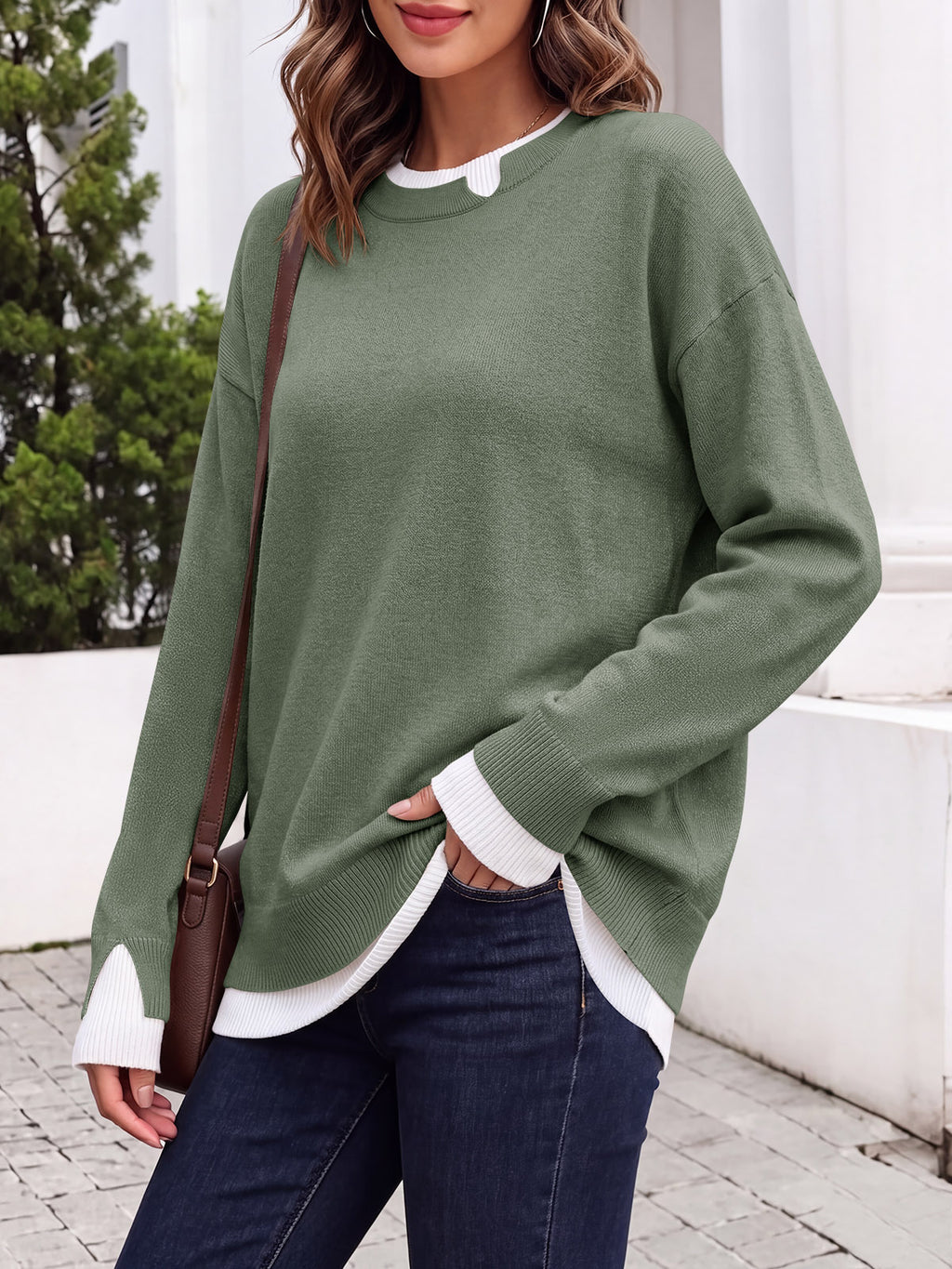 Saodimallsu Womens Fall Crewneck Pullover Sweater