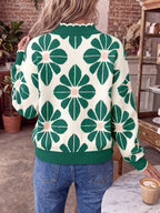 Saodimallsu Womens Mock Neck Floral Knit Sweater