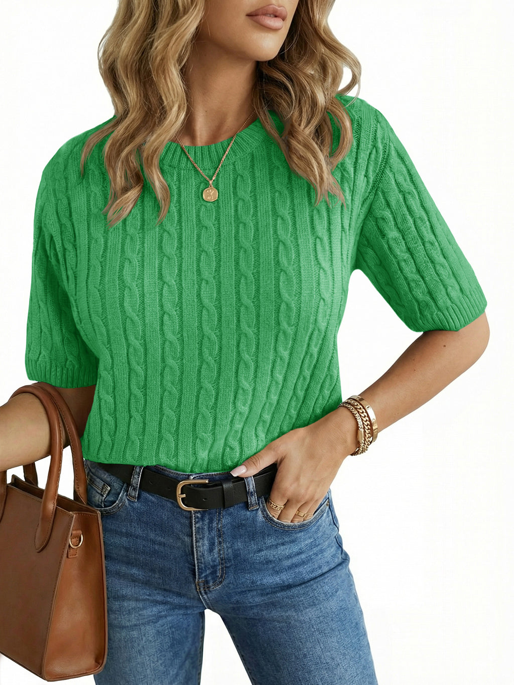 Saodimallsu Womens Cable Knit Sweater Tops