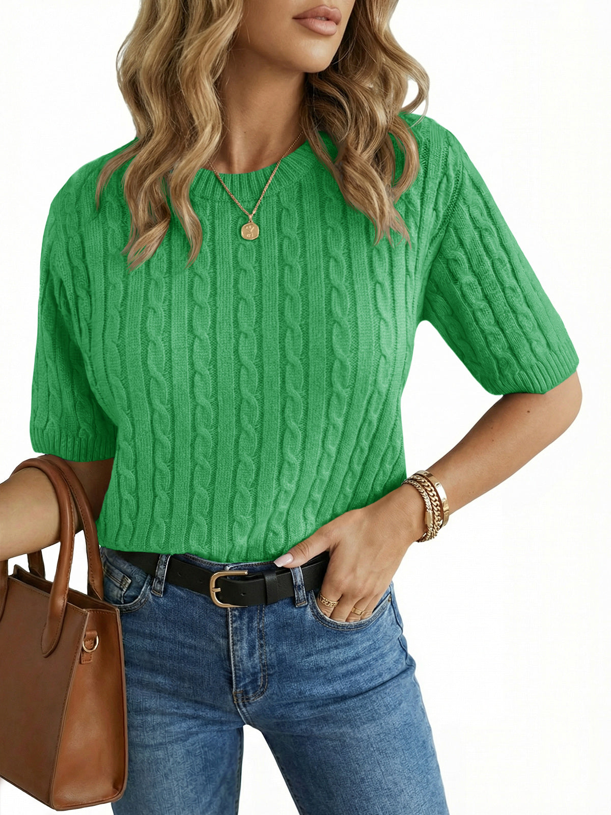 Saodimallsu Womens Cable Knit Sweater Tops