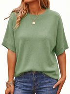 Saodimallsu Womens Oversized Batwing Sleeve Knit Pullover