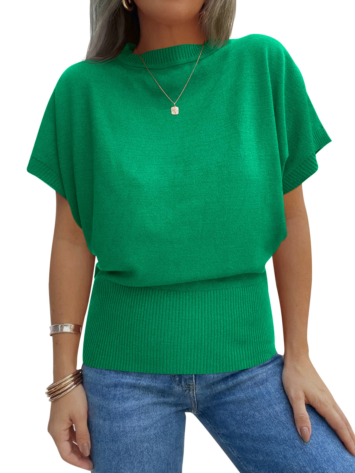 Saodimallsu Womens Batwing Cinched Waist Sweater