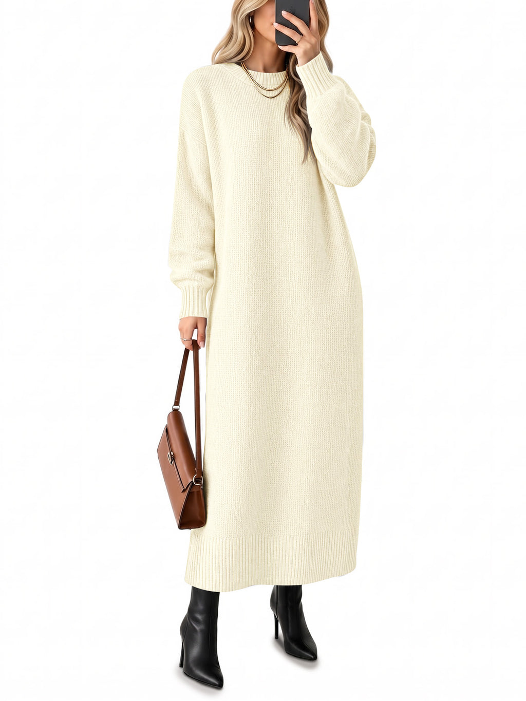 Saodimallsu Women Long Sleeve Maxi Sweater Dress