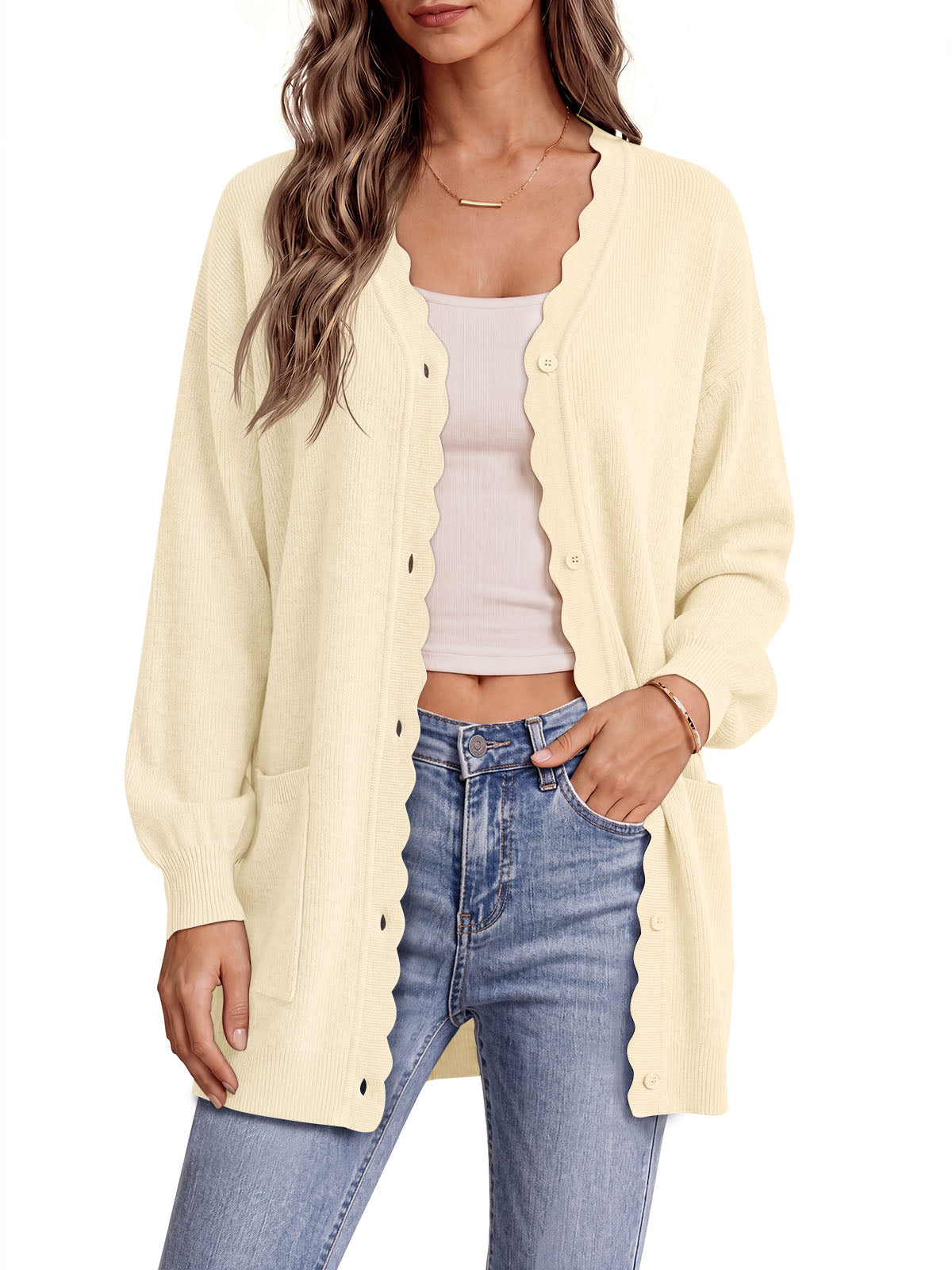 Saodimallsu Womens Oversized V Neck  Cardigan