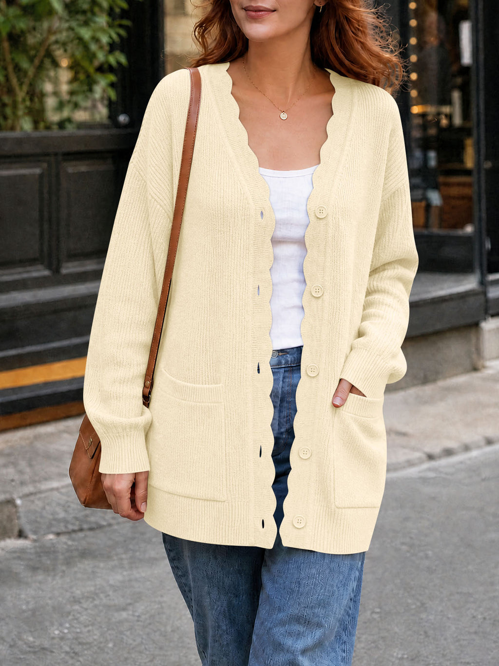 Saodimallsu Womens Oversized V Neck  Cardigan
