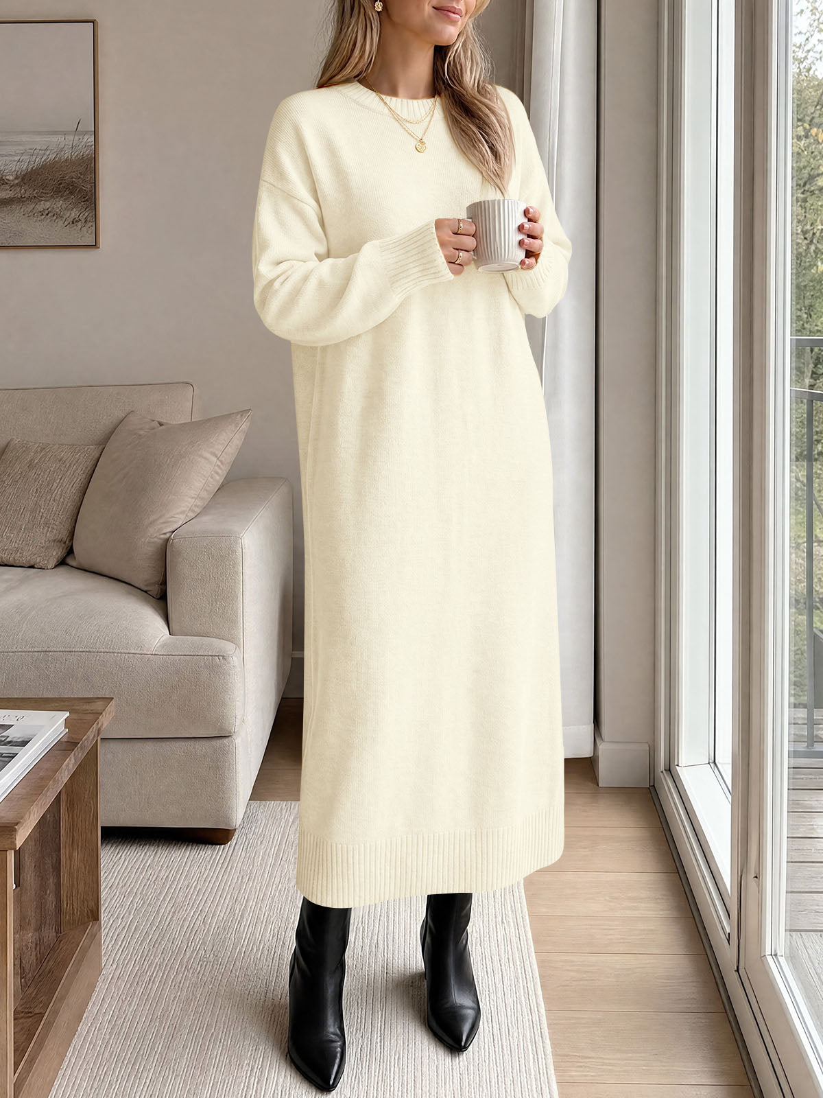 Saodimallsu Women Long Sleeve Maxi Sweater Dress