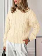 Saodimallsu Womens Mock Neck Cable Knit Sweater