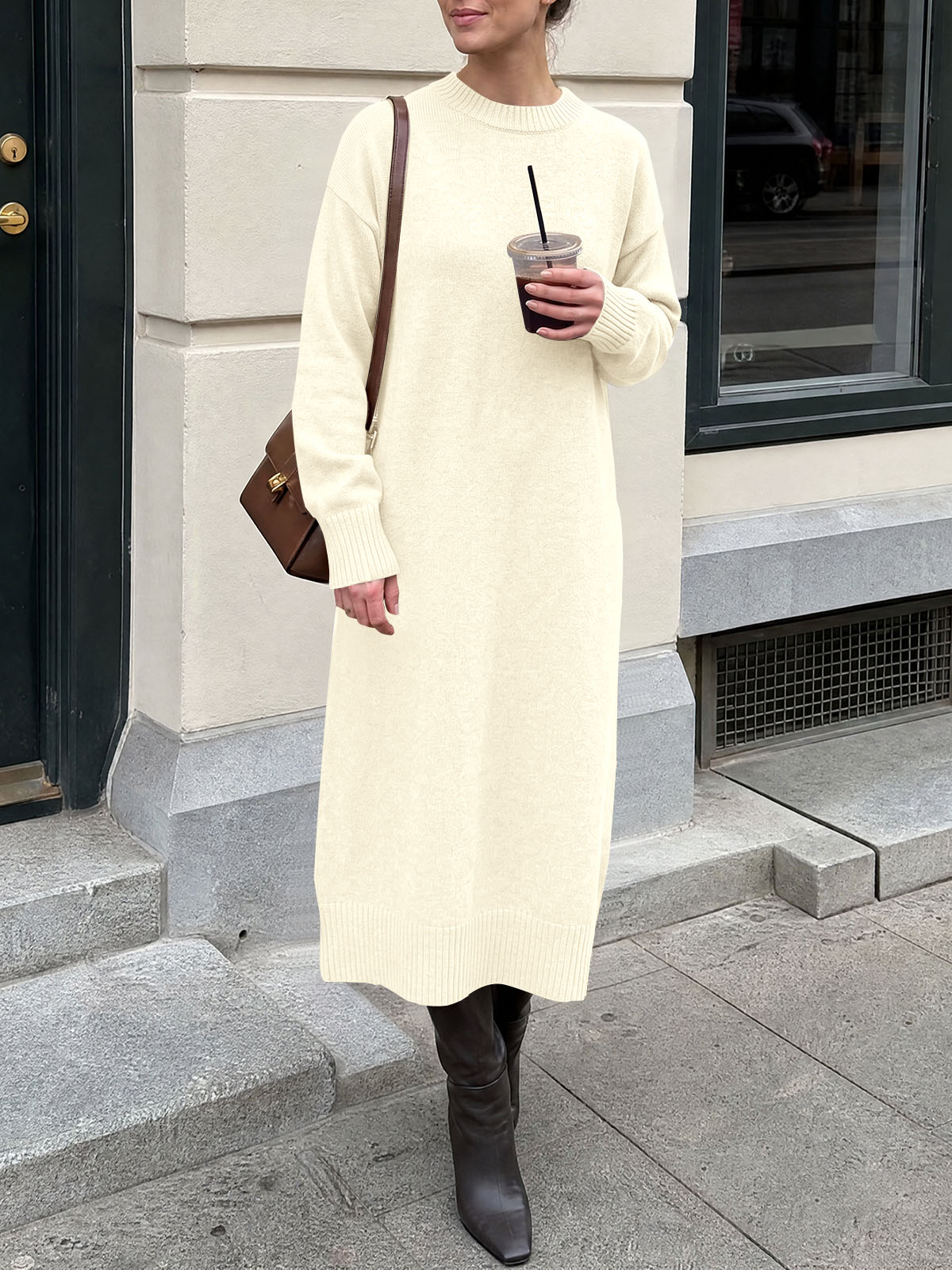 Saodimallsu Women Long Sleeve Maxi Sweater Dress