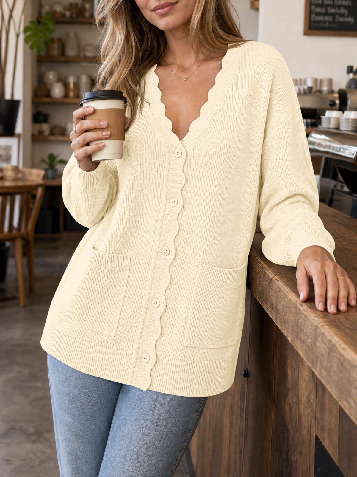 Saodimallsu Womens Oversized V Neck  Cardigan