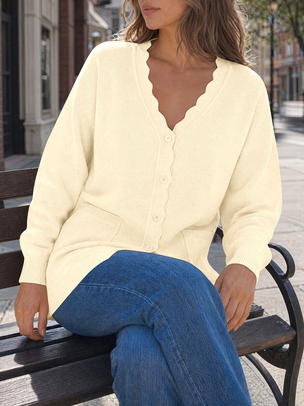 Saodimallsu Womens Oversized V Neck  Cardigan