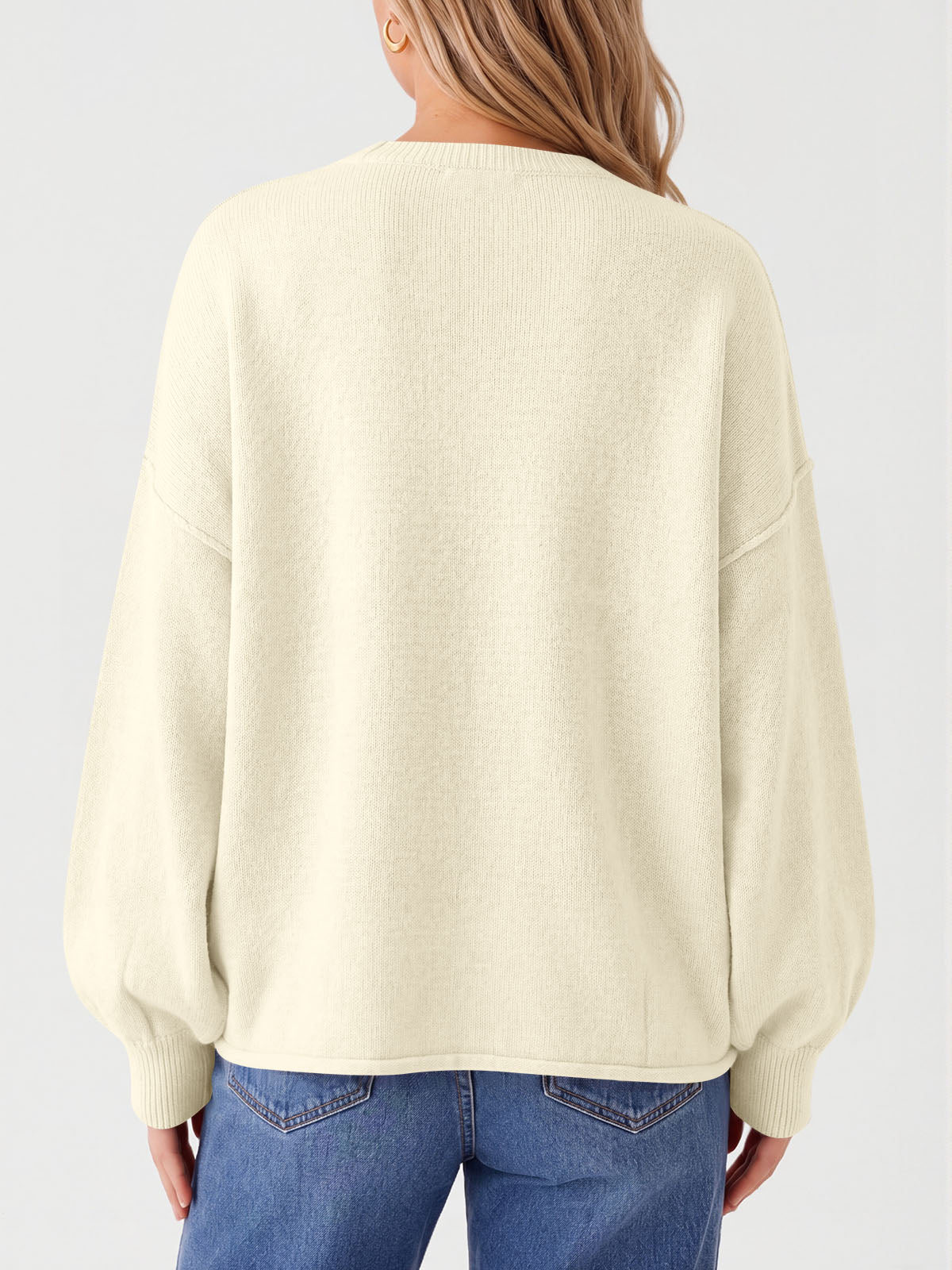 Saodimallsu Womens Oversized Crewneck Knit Pullover Tops