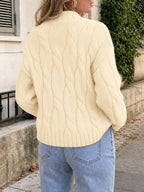 Saodimallsu Womens Mock Neck Cable Knit Sweater