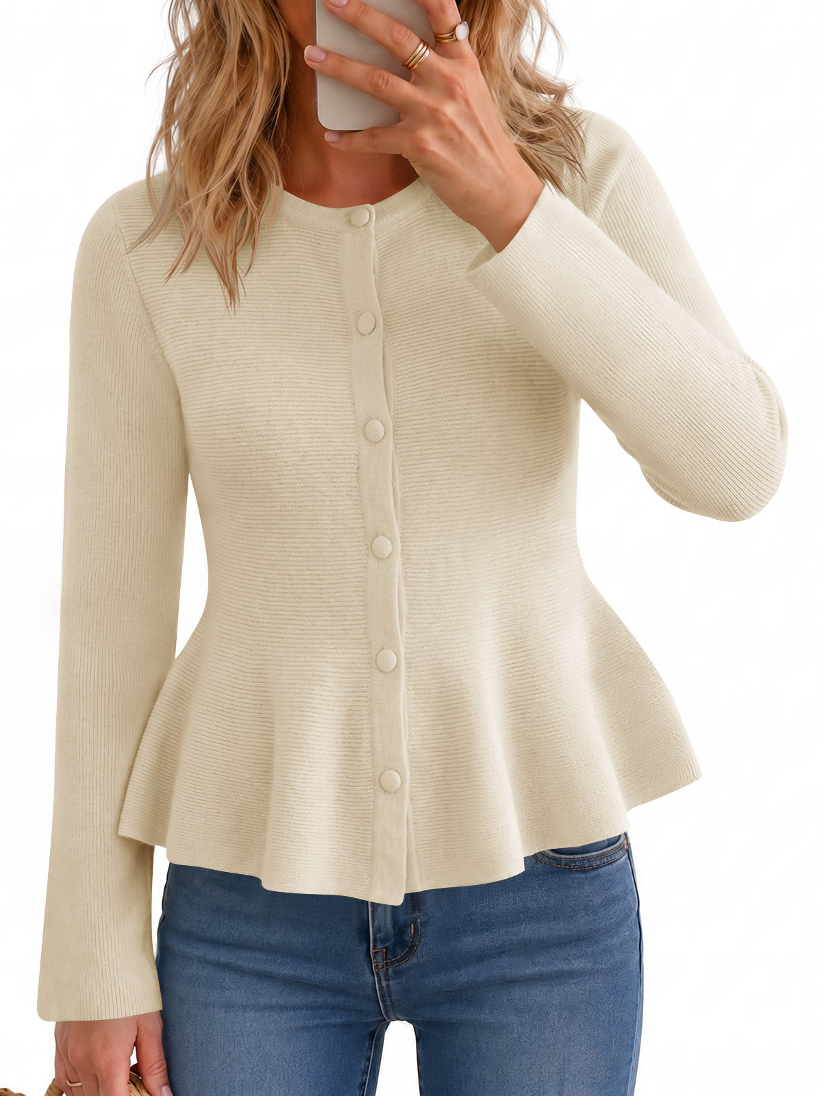 Saodimallsu Womens Ruffle Knit Cardigan Tops