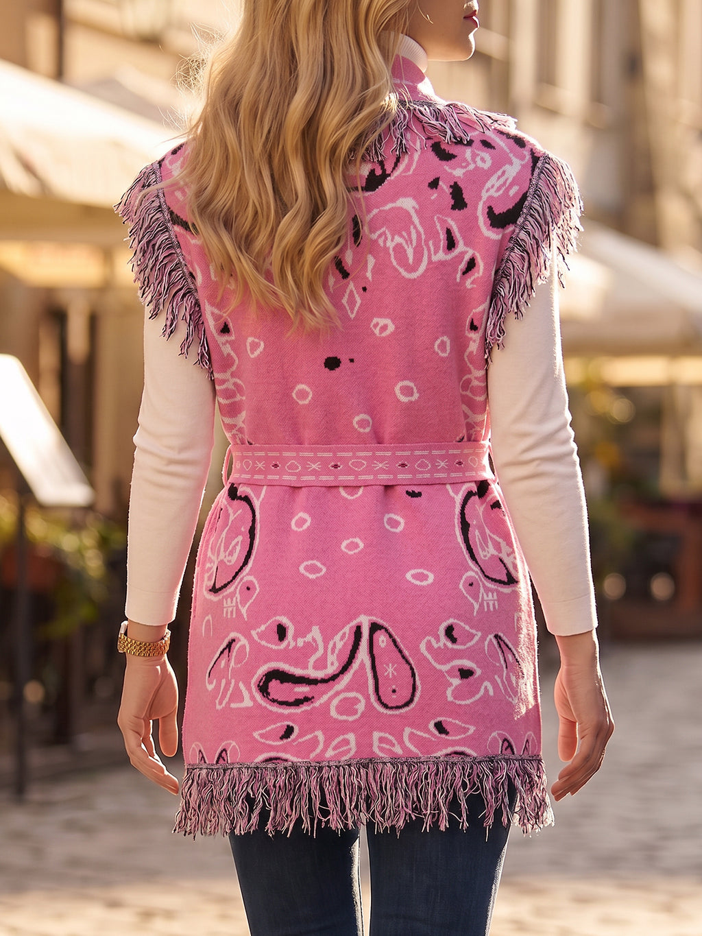 Saodimallsu Women Fringe Knit Cardigan