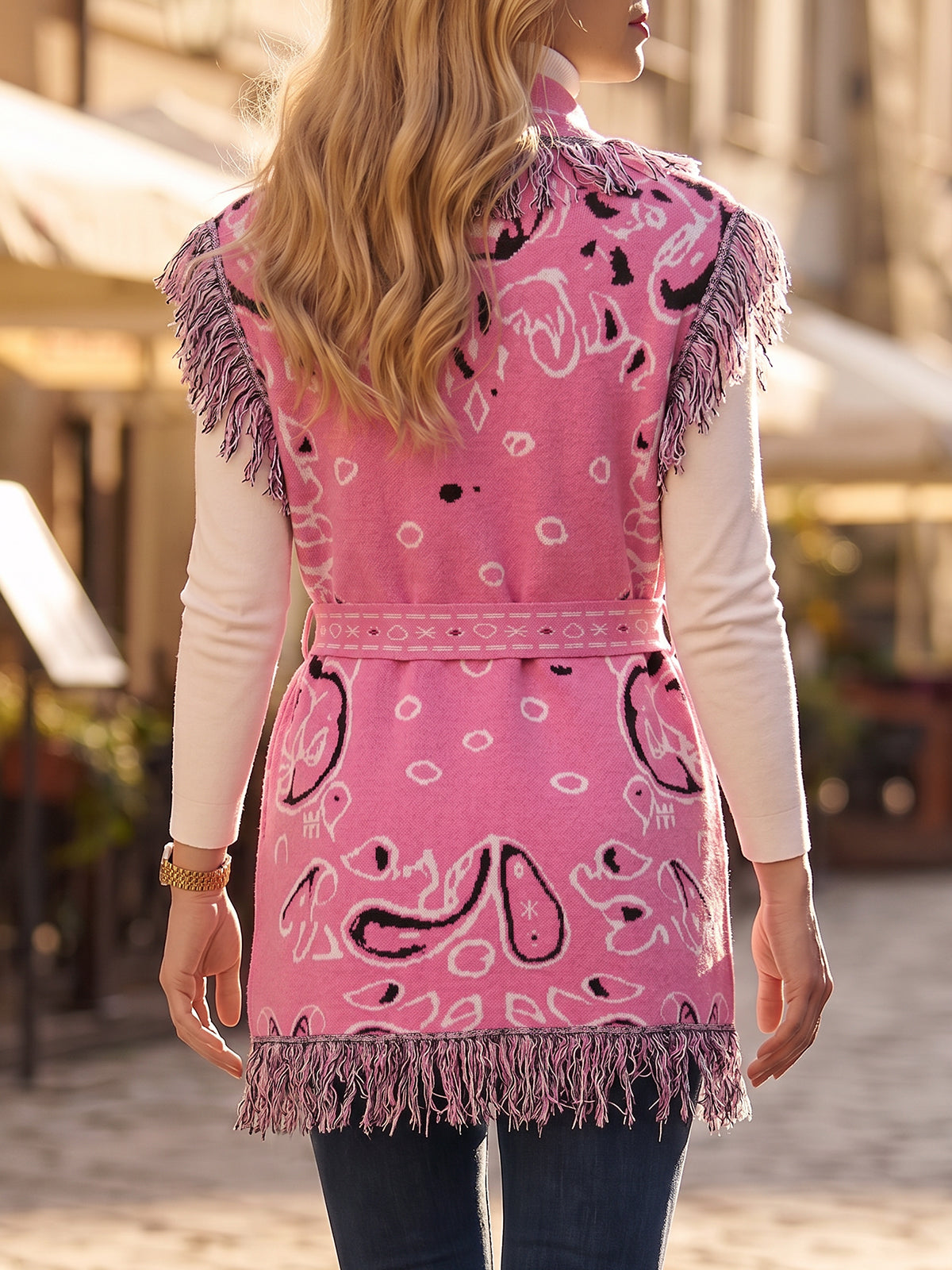 Saodimallsu Women Fringe Knit Cardigan