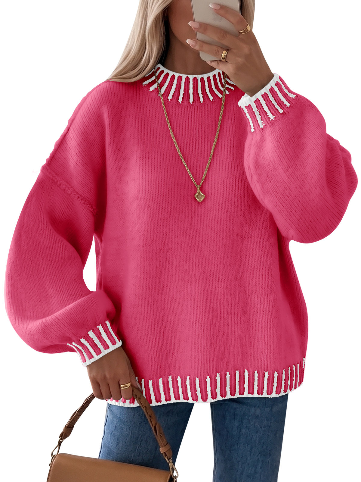Saodimallsu Womens Chunky Mock Neck Sweater