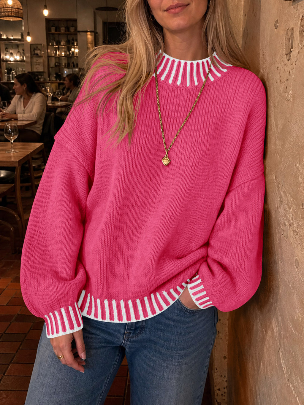 Saodimallsu Womens Chunky Mock Neck Sweater