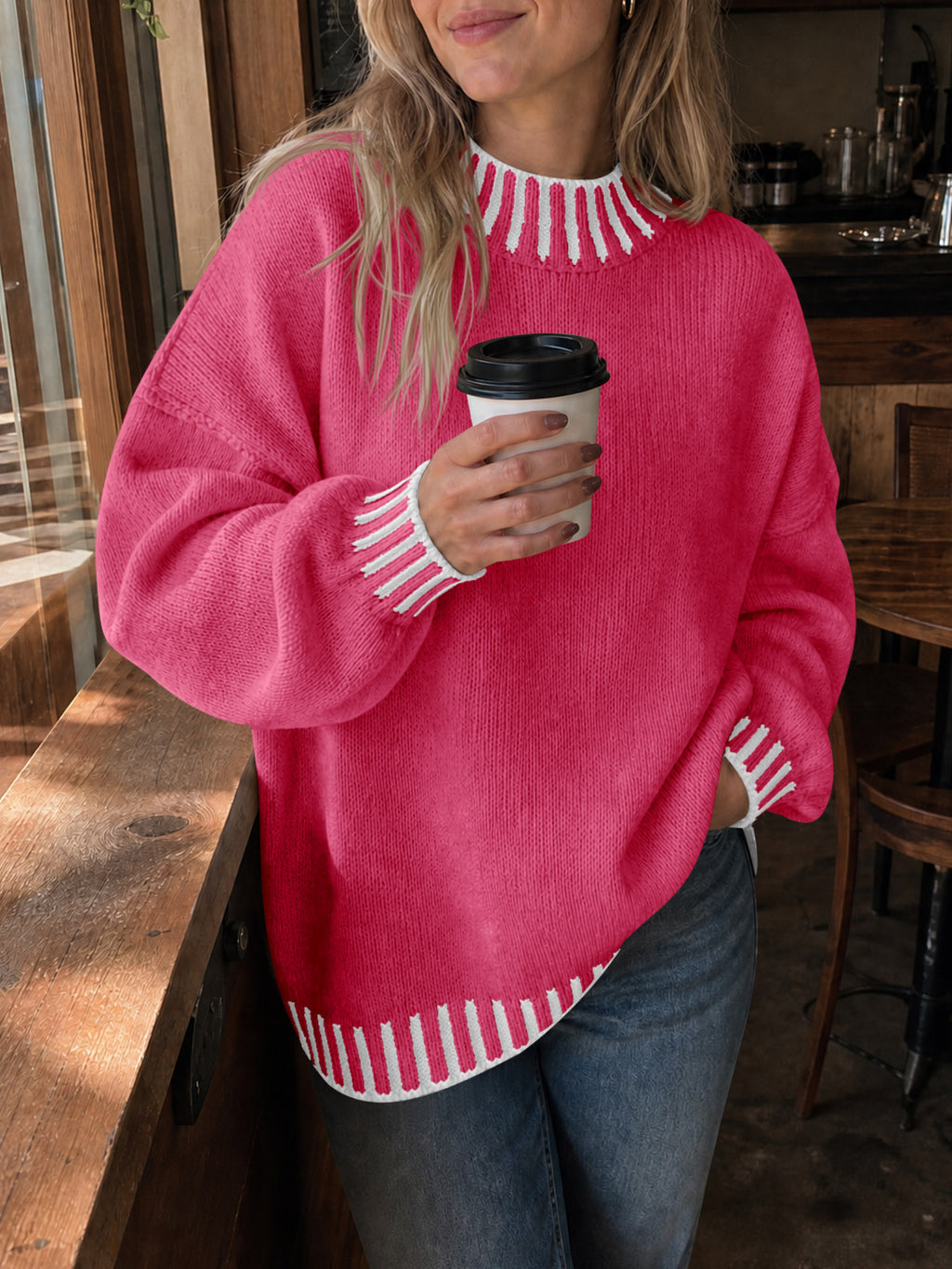 Saodimallsu Womens Chunky Mock Neck Sweater