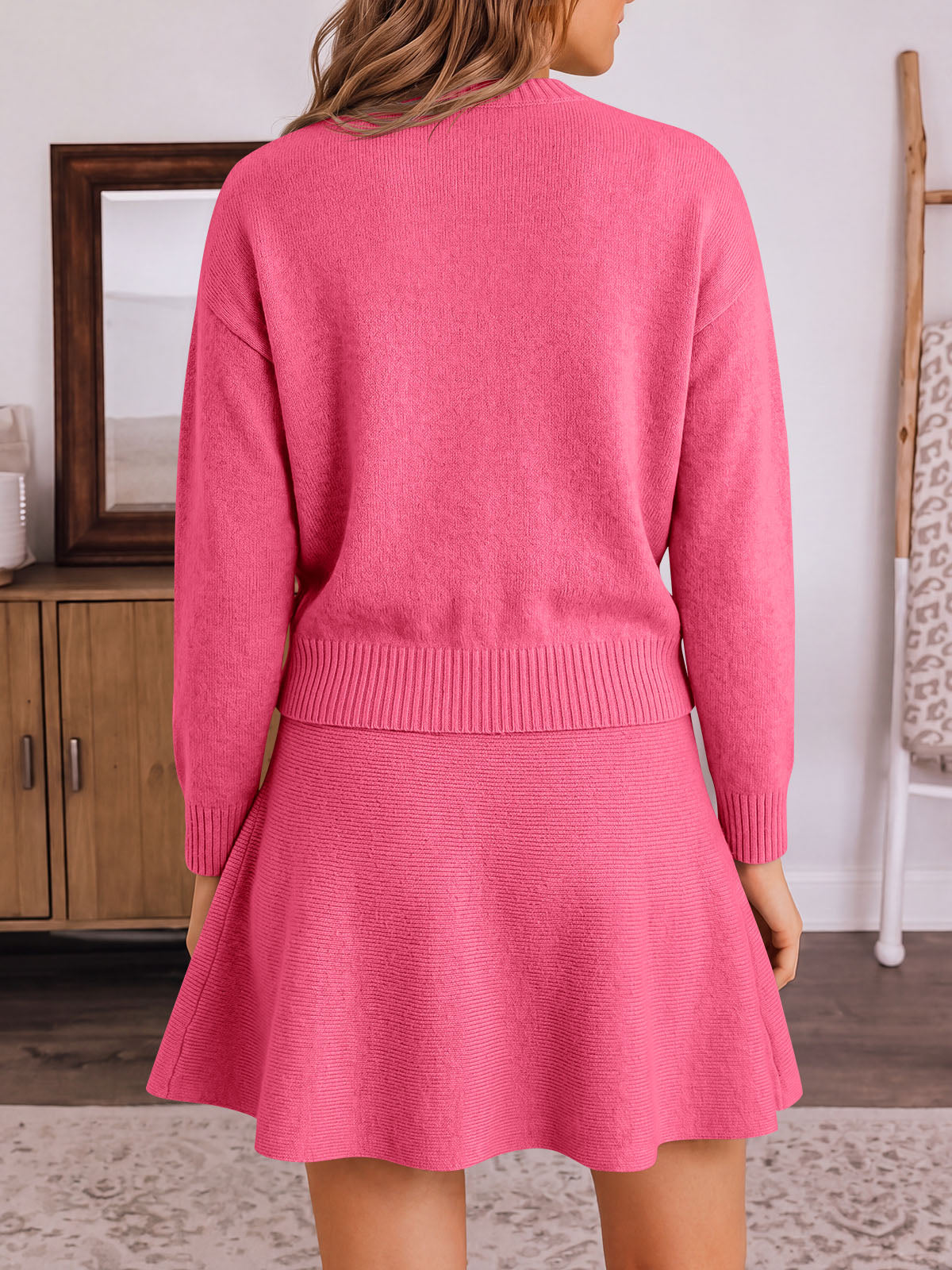 Saodimallsu Women 2 Piece Sweater Skirt Set