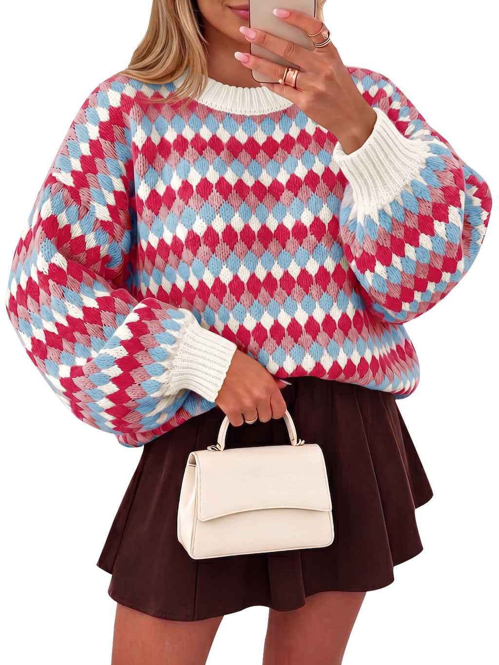 Saodimallsu Women Color Block Knit Sweater