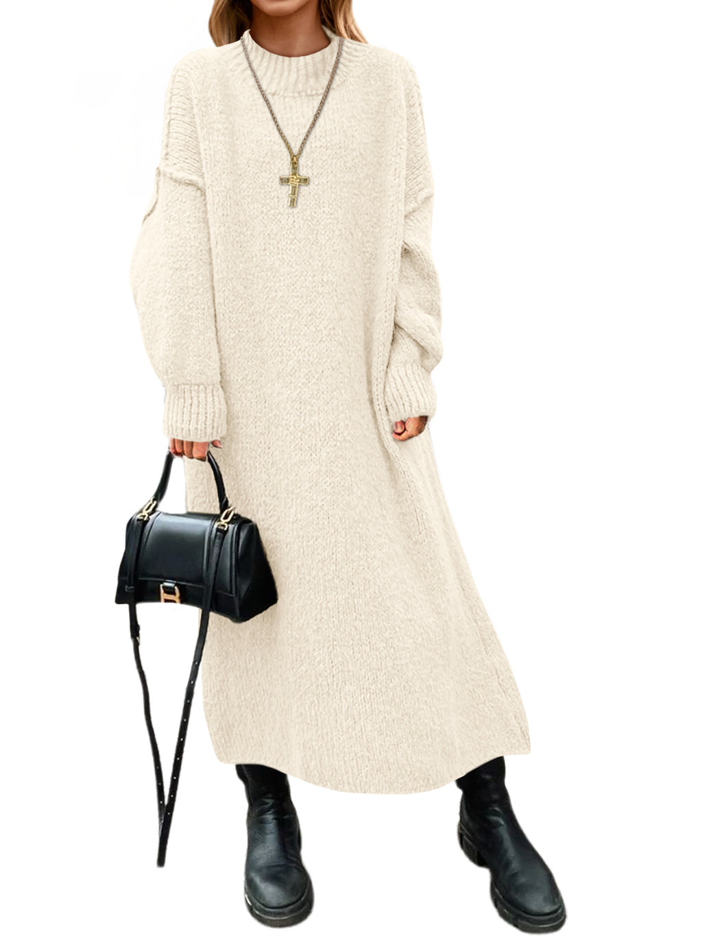 Saodimallsu Womens Mock Neck Sweater Dress