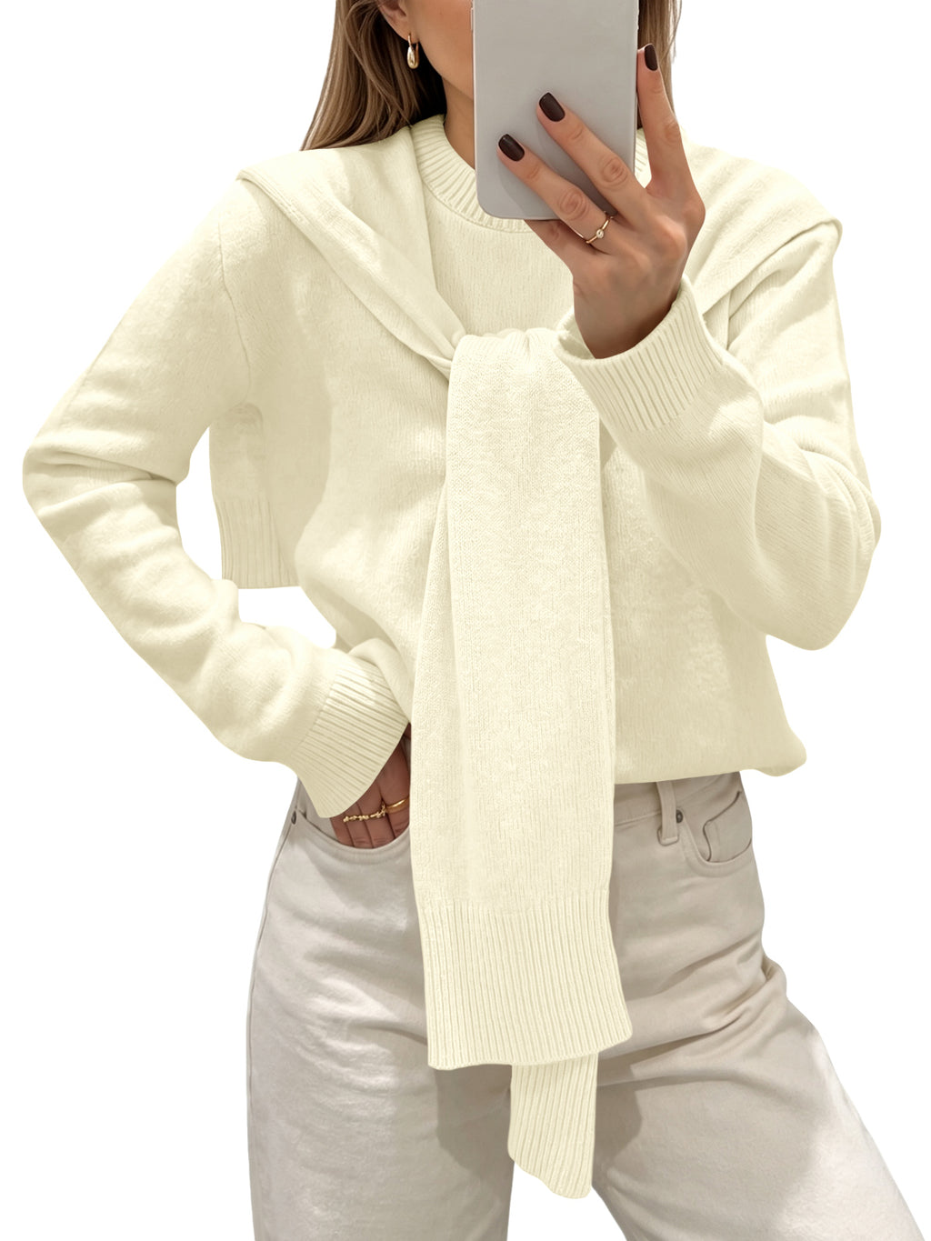Saodimallsu Women Crew Neck Pullover Sweaters