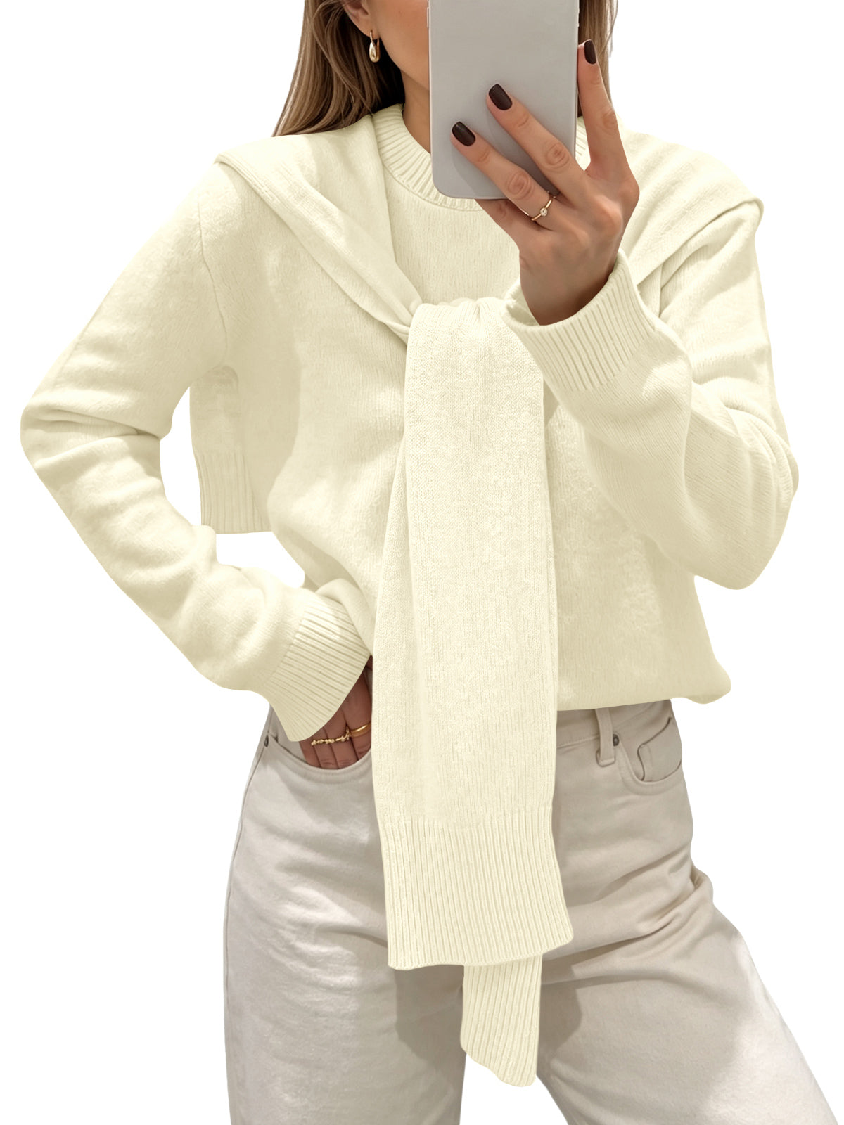 Saodimallsu Women Crew Neck Pullover Sweaters