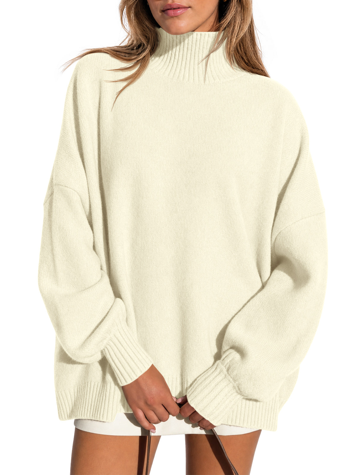 Saodimallsu Womens Mock Neck Oversized Sweater